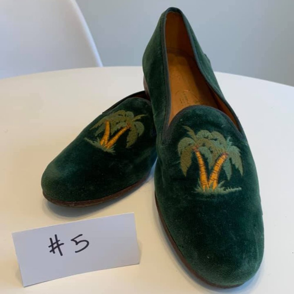 Stubbs & Wootton Palm Tree velvet loafers Sz 8